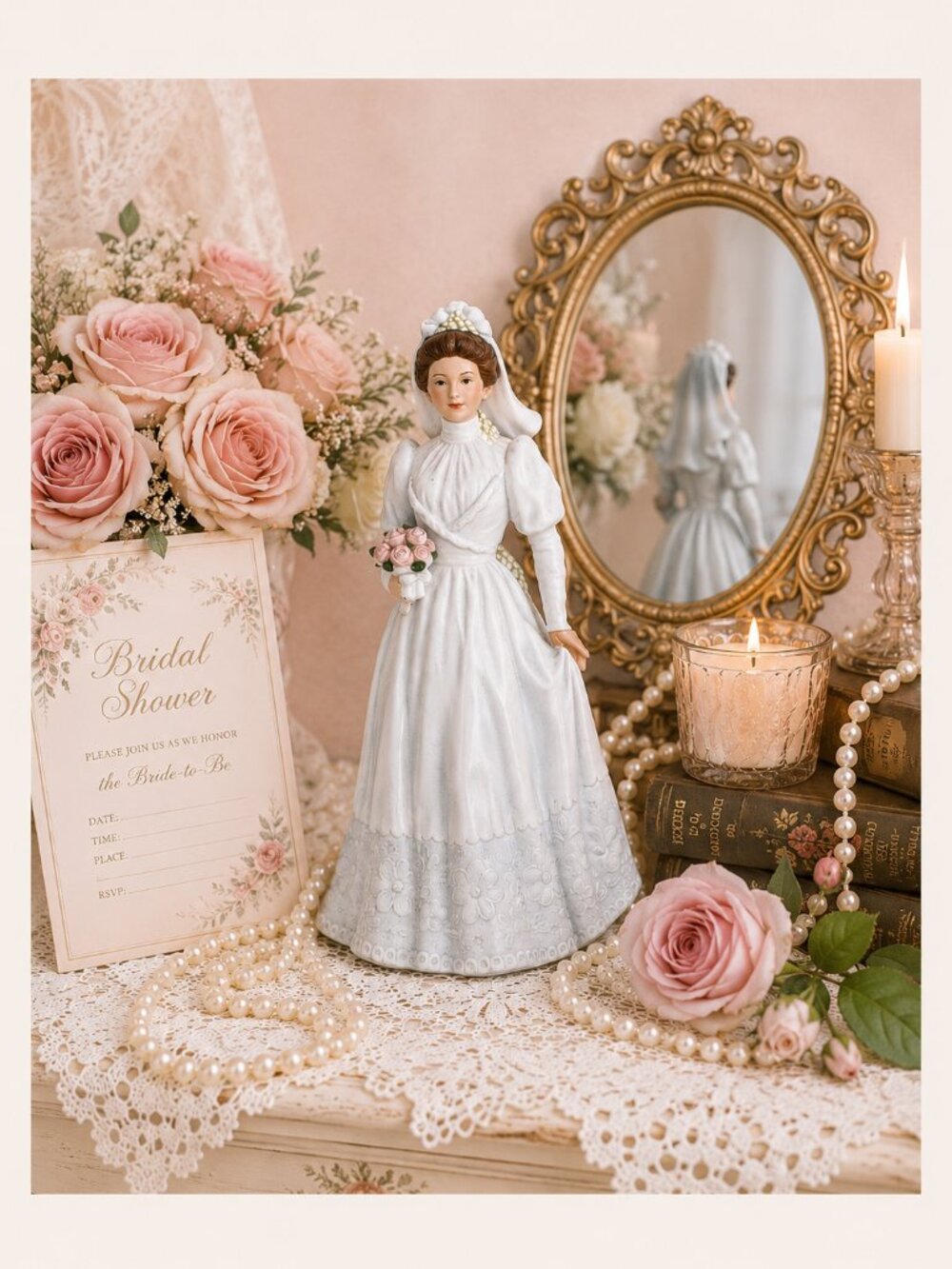 Vintage HOMCO Bride Figurine #1480 White Wedding Dress Porcelain Figure
